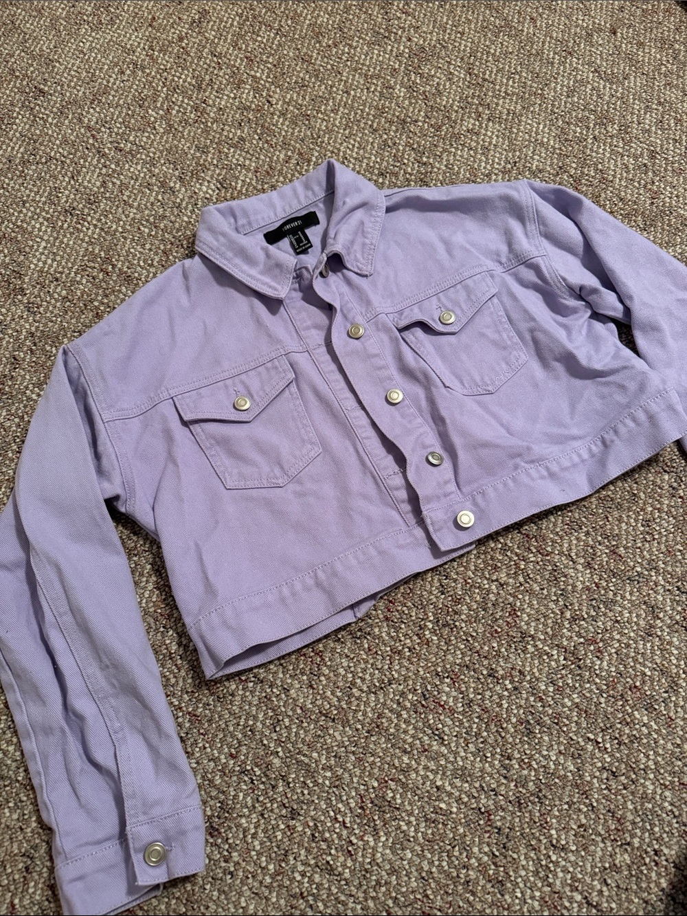 Forever 21 Lavender Denim Jacket (Button-Front) Size M